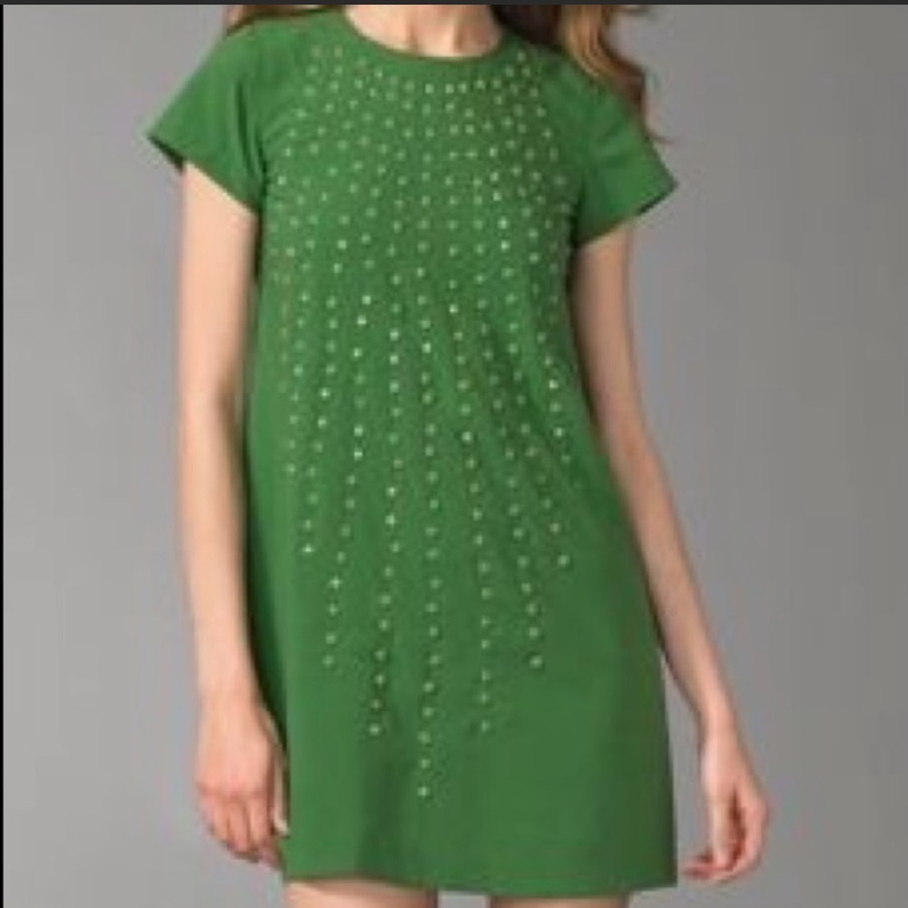 KARTA Anthropologie - Green Beaded/ Embellished Sleeveless Dress Sz Small
